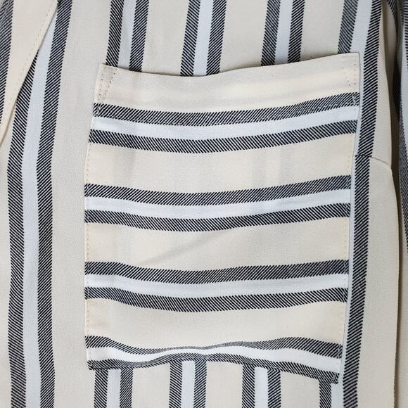 Express Outlet Womens Cream Multicolor Striped Button Up LS Shirt Size Medium - Picture 4 of 7